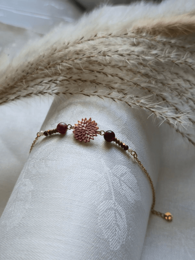 Bracelet "Fleur d'Eclat"- Rose gold & Chaine couleur doré