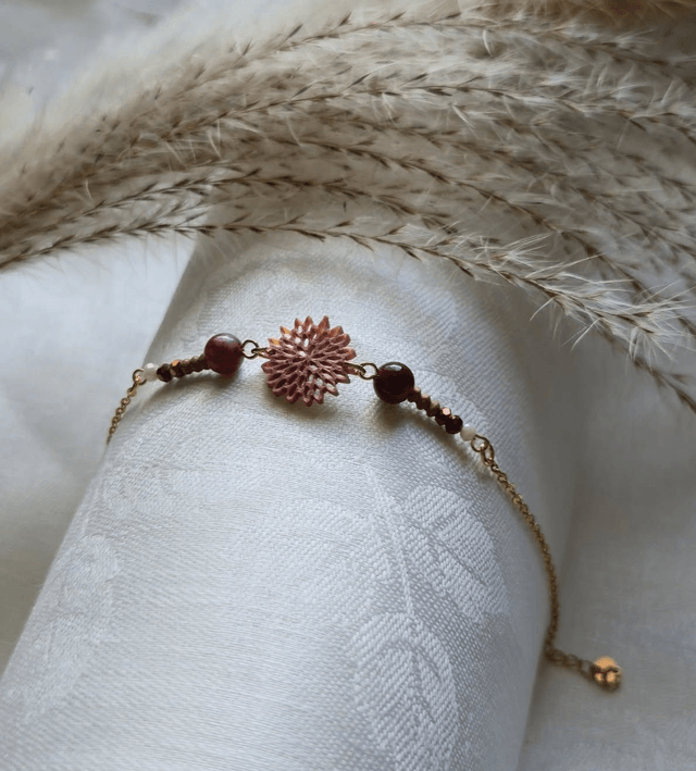 Bracelet "Fleur d'Eclat"- Rose gold & Chaine couleur doré