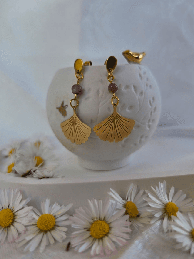 Boucles d&#039;oreilles &quot;Soleil de Gingko&quot;